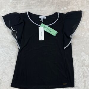 Calvin Klein Black Short Sleeve Top with White Trim